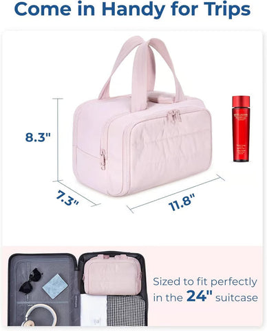 Large Capacity Wide-Open Travel Cosmetic Bag