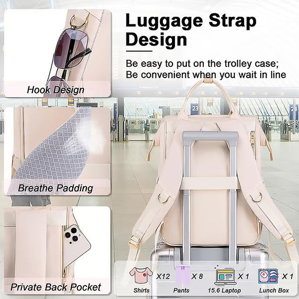 🎒✨Large-Capacity Quilted Backpack with Multiple Compartments for Travel, Lunch & Camping