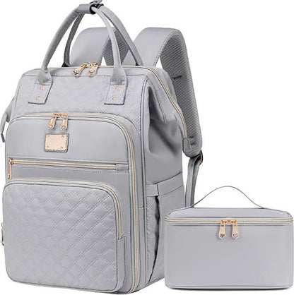 🎒✨Large-Capacity Quilted Backpack with Multiple Compartments for Travel, Lunch & Camping